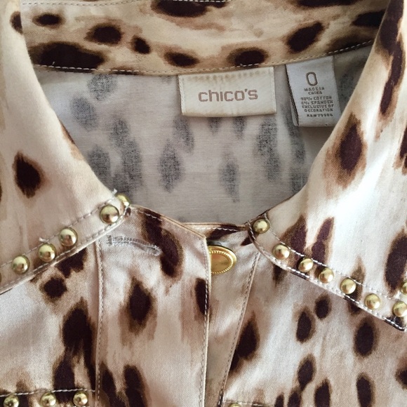 Cheetah Print Gold Studded Crop Jacket - Sz 0 - Picture 2 of 6